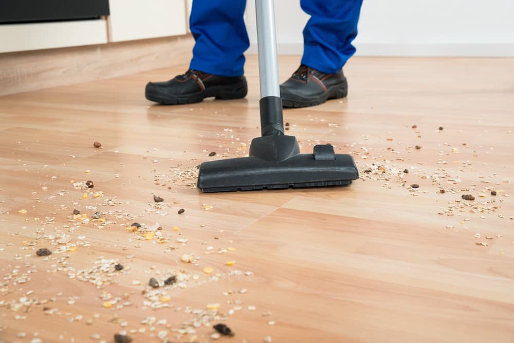 Vacuuming hardwood floor